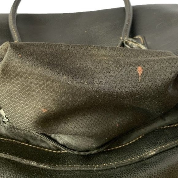 Black Tote Medicine Bag Style Gladstone Purse PU Leather - Picture 5 of 10